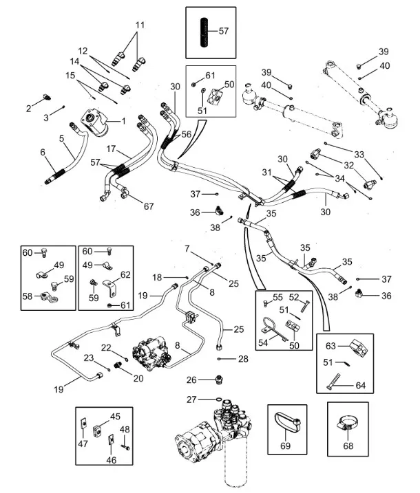 87524955 - Шланг гидравл. 675мм рул. сист. TGT8/Mg.
